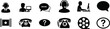 © Fahim - Black silhouette icons representing communication and media technologies