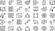 © AKTAR - Business Strategy and Navigation Line Icon Set Featuring Roadmap Planning Workflow Direction Location and Process Management Symbols for Apps and Websites