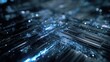 © The Little Hut - Abstract Futuristic Digital Grid with Glowing Blue Particles and Lines on Dark Background