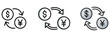 © riptii rittika - High quality vector of currency exchange icon set showing dollar and yen with arrows, .