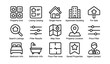 © Cali6ro - Real estate icons showing property and listing symbols on white