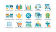 © Cali6ro - Price comparison and deal tracking icons arranged in grid on white background