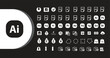 © Graphicclick - A collection of white icons representing various software applications and design tools on a black background with the Adobe Illustrator logo prominently displayed