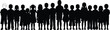 © IconicCreations - Large group of diverse children silhouettes standing in a row featuring boys and girls isolated on white background for educational concepts