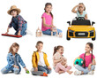 © New Africa - Children with toys on white background. Collection of portraits