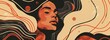 © SizeSquare's - Serene Contemplation: An artistic rendering of a woman with eyes closed, embodying tranquility and introspection, interwoven with flowing, abstract elements that evoke a sense of calmness and depth.