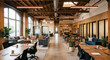 © Ahmed - A spacious and modern office interior with wooden accents and large windows providing natural light