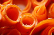 © taffpixture - Macro texture of sliced carrot. Daucus Carota are a good source of several vitamins and minerals, especially biotin, potassium, and vitamins A from beta carotene, K1 phylloquinone and B6