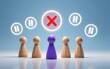 © joeycheung - Purple pawn stands out among wooden pawns surrounded by pause and