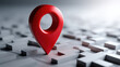 © Keopaserth - Red location pin abstract city map top view gray map digital map navigation marker urban grid geographic location map background 3d render city block route planning location point pointer icon
