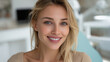 © Keopaserth - Blonde woman smiling in bright home interior, portrait of young adult female with blue eye and natural makeup