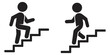 © Alamin by vision 2 - Man walking stairs icon set, vector illustration, up and down steps, progress and direction symbols, staircase movement, user interface icons, clean modern design