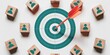 © Shahriar - Strategic customer targeting for business success, shown by an arrow in a bullseye surrounded by human icons, representing precise marketing and effective audience focus