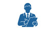 © Espok - Businessman holding clipboard and giving approval.