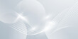 © Nahin - White dotted wave lines with soft transparent circles on light grey background, abstract modern tech futuristic banner design