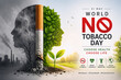 © Creative Pixy - world no tobacco day poster with contrasting imagery of cigarette and greenery