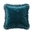 © PEE PHIBAN - Dark teal velvet throw pillow with fringed edges