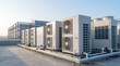 © Yudi - Modern rooftop air conditioning (HVAC) units and cooling systems on a commercial building under a clear sky