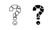 © TARU STOCKPLC - Geometric puzzle style question mark icon set with outline and filled variants for FAQ and help sections of digital interfaces