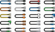© MdRakib - Audio and video cables connectors collection with various plugs adapters and electronic wiring types for multimedia and communication equipment