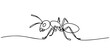 © Gerish - One line drawing of ant isolated on white background, Black ant in continuous one line drawing. Single line art draw of soldier ant. Editable vector, continuous line of ants.ants themselves walking in