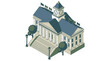 © Irfan - Illustration of Town Hall Building with Clock Tower in Isometric View