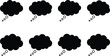 © Muhammad - Ocho burbujas de pensamiento negras con puntos suspensivos en un fondo blanco, dispuestas en dos filas.
