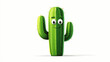 © Yuda - A happy, cute, and charming saguaro cactus character, rendered in a minimalist, flat 2D vector style, isolated on a white background