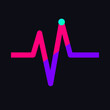 © RohossomoyFacts - Purple and pink gradient heartbeat EKG monitor line with a bright cyan pulse dot illustration
