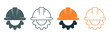 © FUF KOO - Construction Helmet and Gear Icons Set, Workwear Safety Symbols Collection with Hard Hat, Cogwheel and Engineer Elements, Industrial Protection Vector Design for Building, Maintenance and Engineering