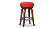 © Godong - Retro Bar Stool with Red Cushion and Wooden Legs
