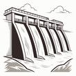 © megia - hydroelectric dam with cascading waterfalls and clouded sky high quality professional