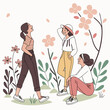 © bb2 - three women enjoying time together in a floral garden high quality