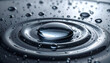 © tolem929 - Close-up Macro Shot of Water Droplet Creating Ripples on a Dark Surface.