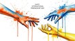 © TUFAELAHMED - Celebrating friendship day abstract hands reaching out in colorful watercolor art
