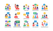 © Cali6ro - Collection of discussion icons showing group communication actions