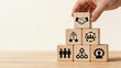 © Jack - Business team building management hierarchy partnership success organizational structure strategy planning corporate growth human resources development cooperation symbol