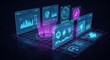 © Dewi - Futuristic Data Visualization Holographic Panels in Dark Tech Environment