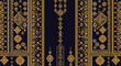 © Dadan - Luxury Gold Ethnic Geometric Pattern on Dark Navy: Elegant Thai Traditional Ornament and Floral Border Design for Royal Textiles and High-End Stationery