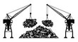 © Siam Studio - crane lifting scrap metal silhouette on white background