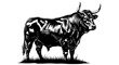 © Paki - Powerful Black Bull Illustration Standing Proudly on Grassy Field