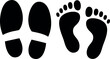 © Tusher - Black footprints and feet illustration with toes and shoes outline