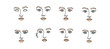 © jus - Facial expressions collection illustrated on black background
