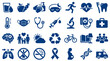 © Iconique Studio - Collection of health and wellness icons representing healthy lifestyle choices medical care and scientific research