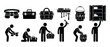 © Fernando - Toolbox and Construction Worker Icons Set, Professional Maintenance Equipment Gear for Repair, Mechanic Service Silhouettes and Industrial Manual Labor Symbols for Hardware Industry Design, Flat Vecto