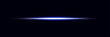 © UniQ Stock - Single horizontal neon blue laser beam light flare isolated on dark black background