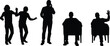 © SHOJEB - Silhouettes of people dancing communicating and wheelchair users representing diversity social interaction and inclusive lifestyle concepts