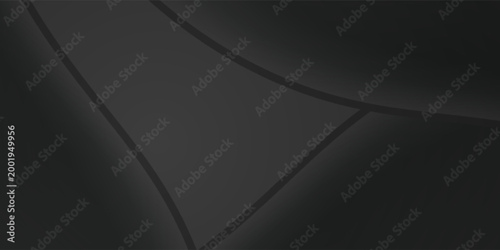 Dark deep black dynamic abstract vector background with wavy lines ...