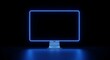 © Tanveer Bin Razzak - A futuristic glowing computer monitor with a neon blue frame on a black background blue light dark background modern technology