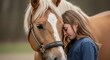 © MstJobeda - Young woman hugging her beautiful brown horse close